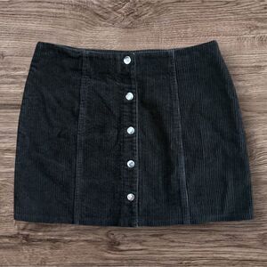 Forever 21 Black Corduroy Button Front Pencil Mini Skirt